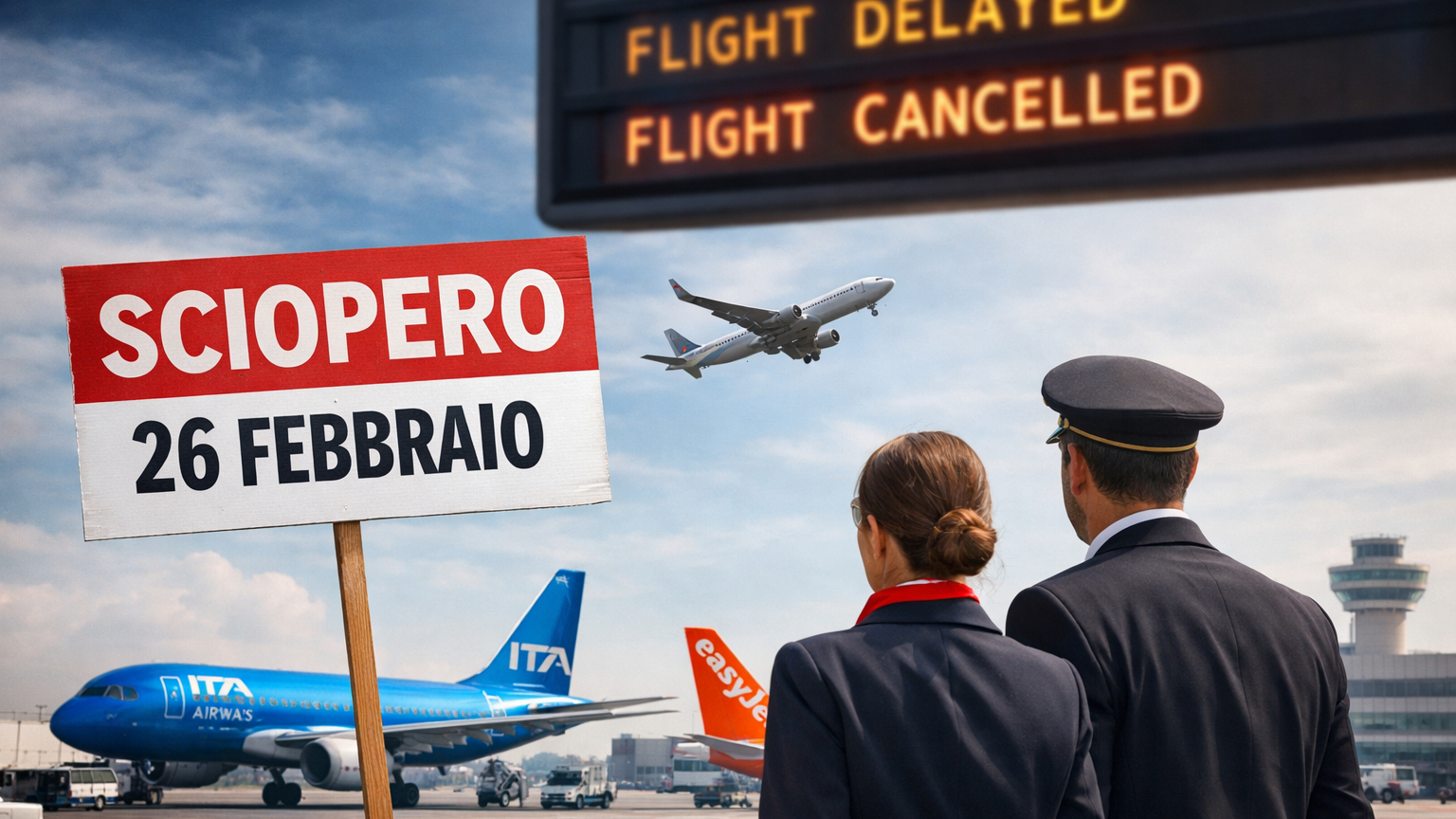 sciopero aerei 26 febbraio ita e easyjet