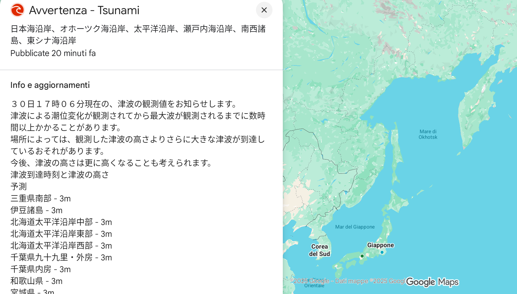 Terremoto Kamcha allerta tsunami