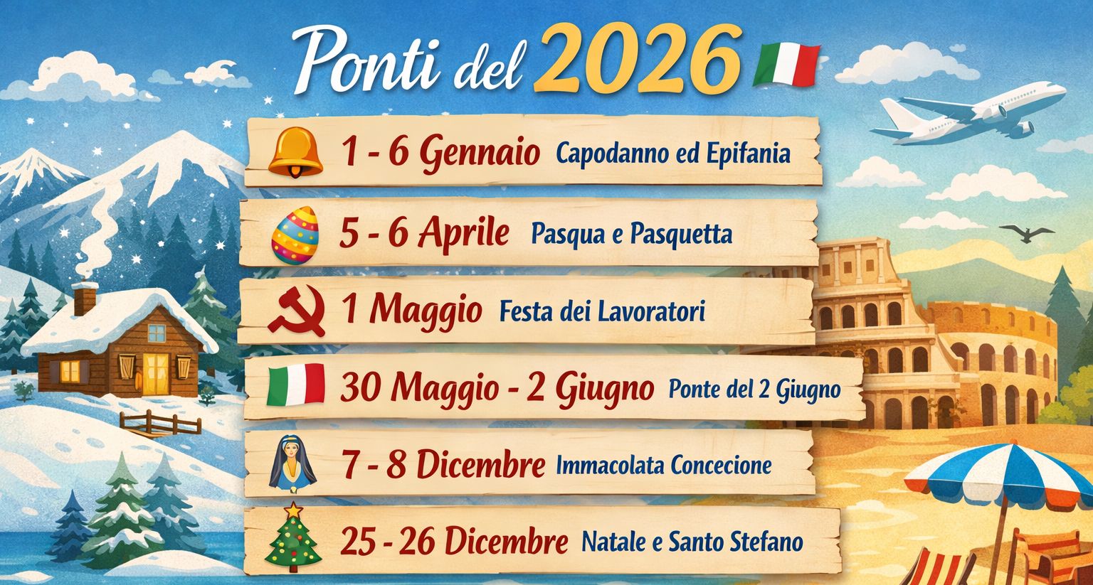 ponti vacanza 2026