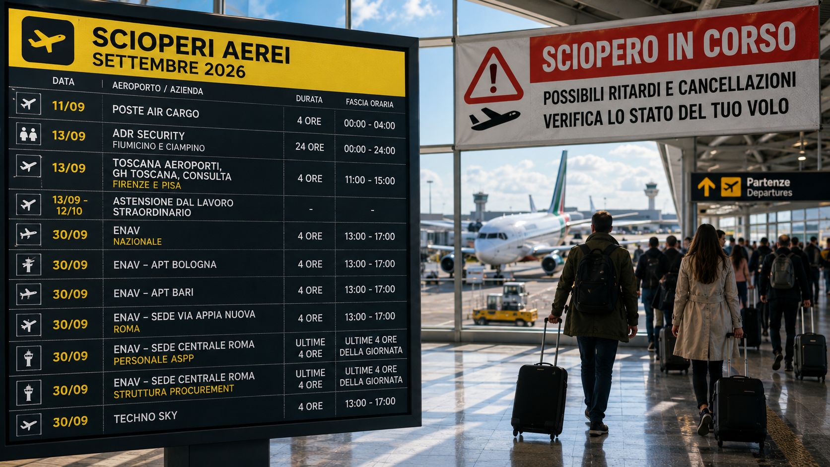 scioperi aerei settembre